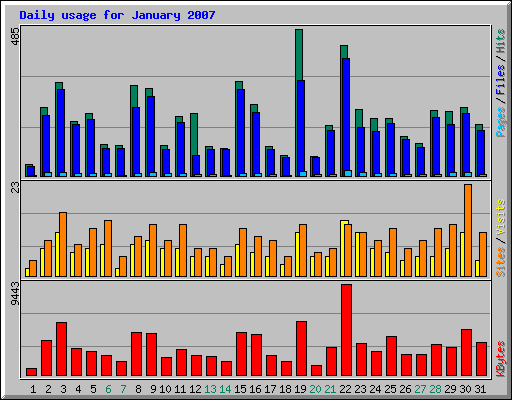 Daily usage for January 2007