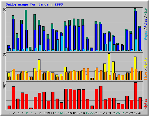Daily usage for January 2008