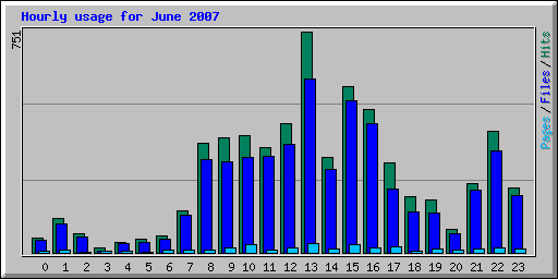 Hourly usage for June 2007