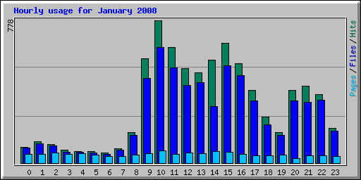 Hourly usage for January 2008