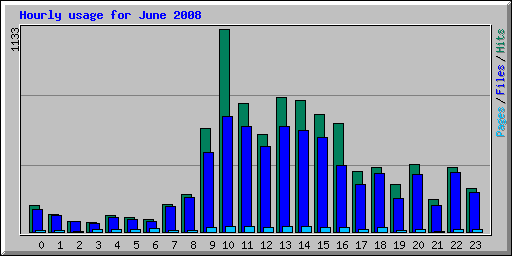 Hourly usage for June 2008