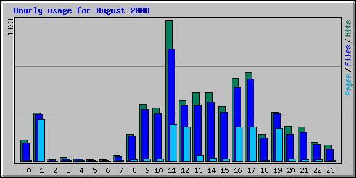 Hourly usage for August 2008